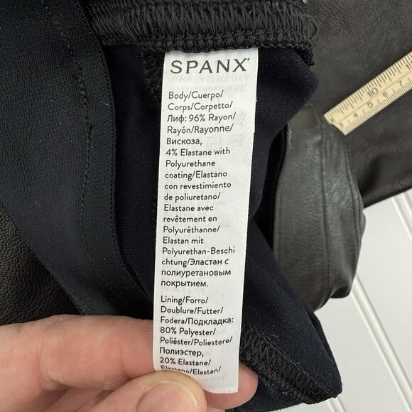 Spanx By Sara Blakely Faux Leather Pants Womens Size Large Black - Picture 9 of 9